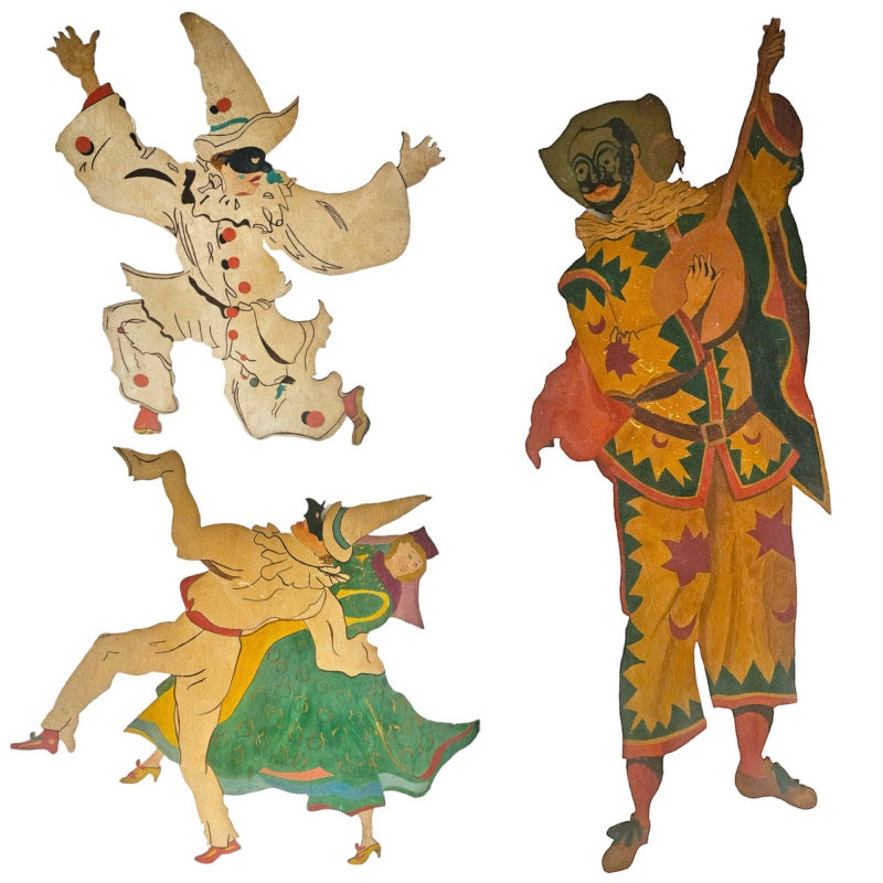 Set of 3 Commedial Del Arte Figures