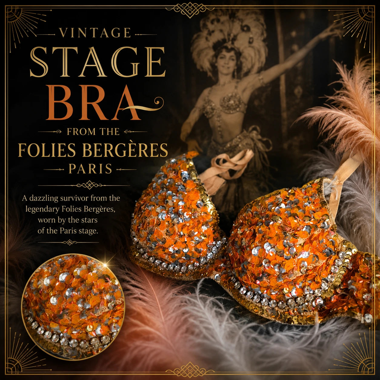 Vintage French Stage Bra – Paris Cabaret, Circa 1970s