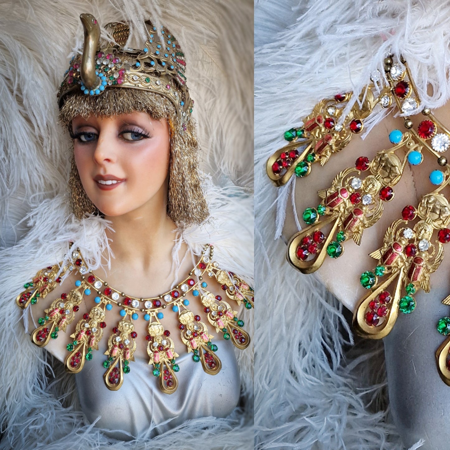 Antique French Scarab Necklace Stage Theater
