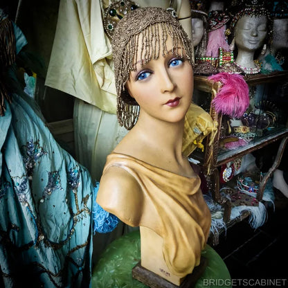 1920s French Wax Blue Eyed Bust