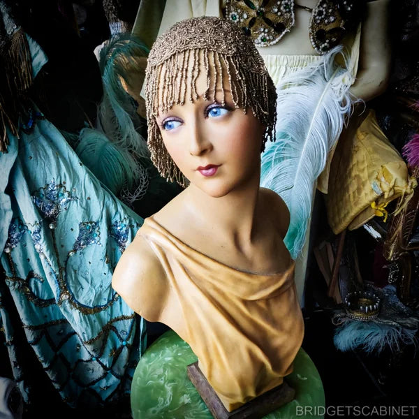 1920s French Wax Blue Eyed Bust