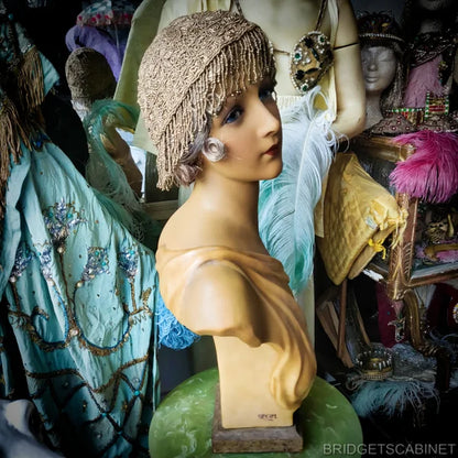 1920s French Wax Blue Eyed Bust