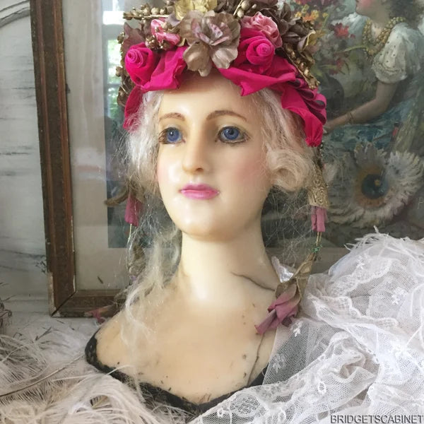 1900 French Wax Girl Bust