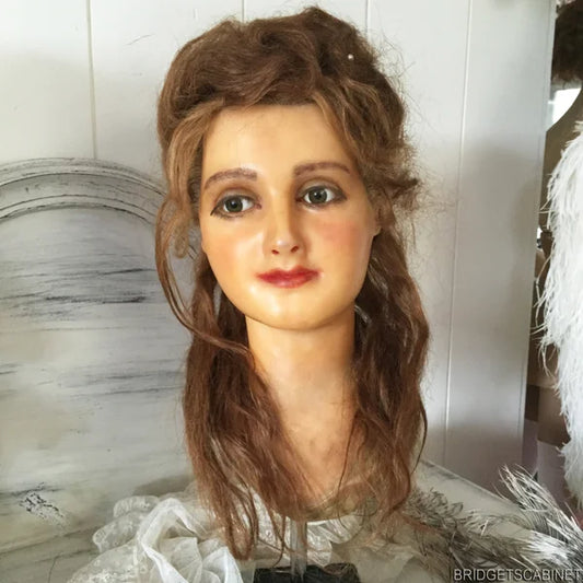 1910 French Countertop Wax Girl Bust