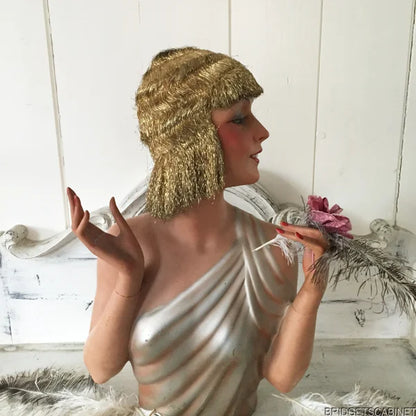 1920s Gold Metal Bullion Flapper Wig