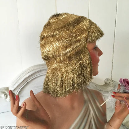 1920s Gold Metal Bullion Flapper Wig