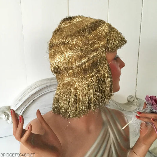1920s Gold Metal Bullion Flapper Wig