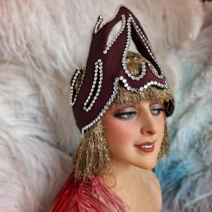 Rare Vintage French Theater Headdress – Rhinestone-Embellished