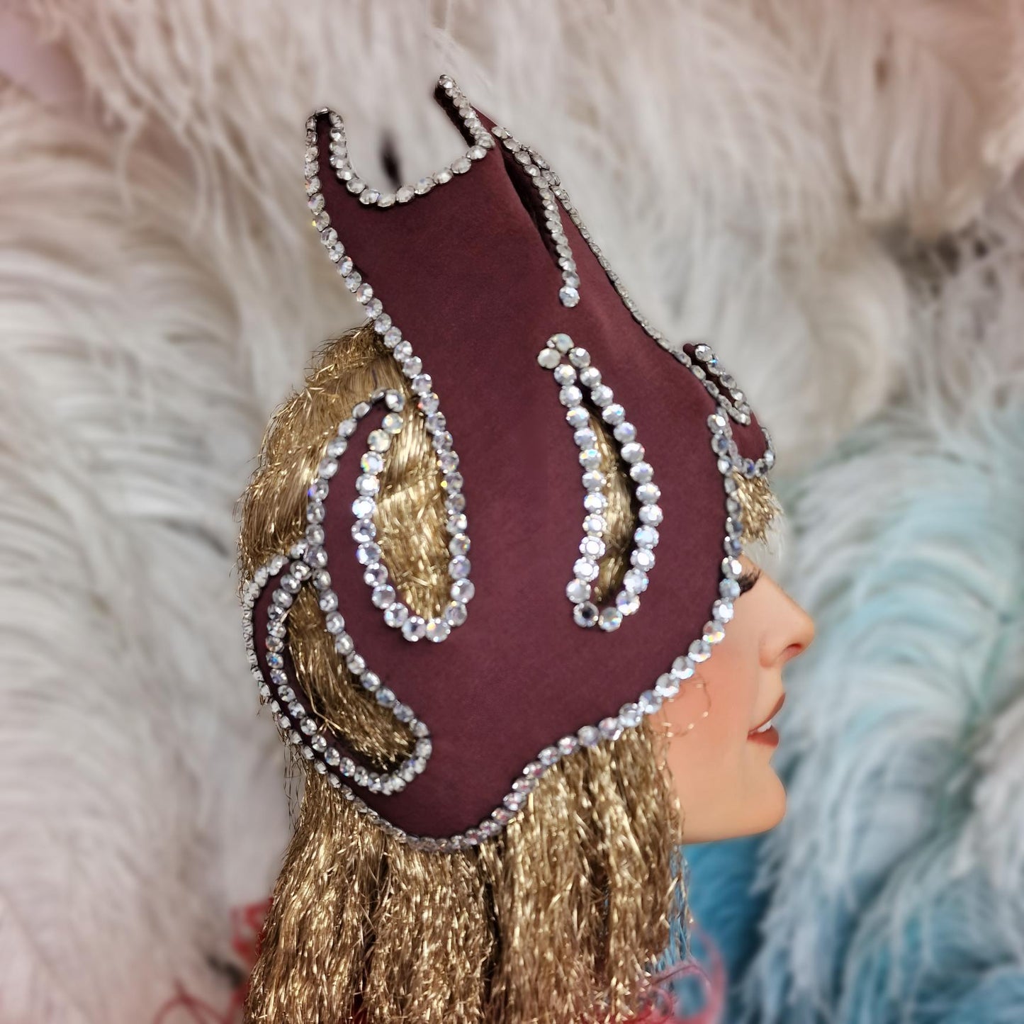 Rare Vintage French Theater Headdress – Rhinestone-Embellished