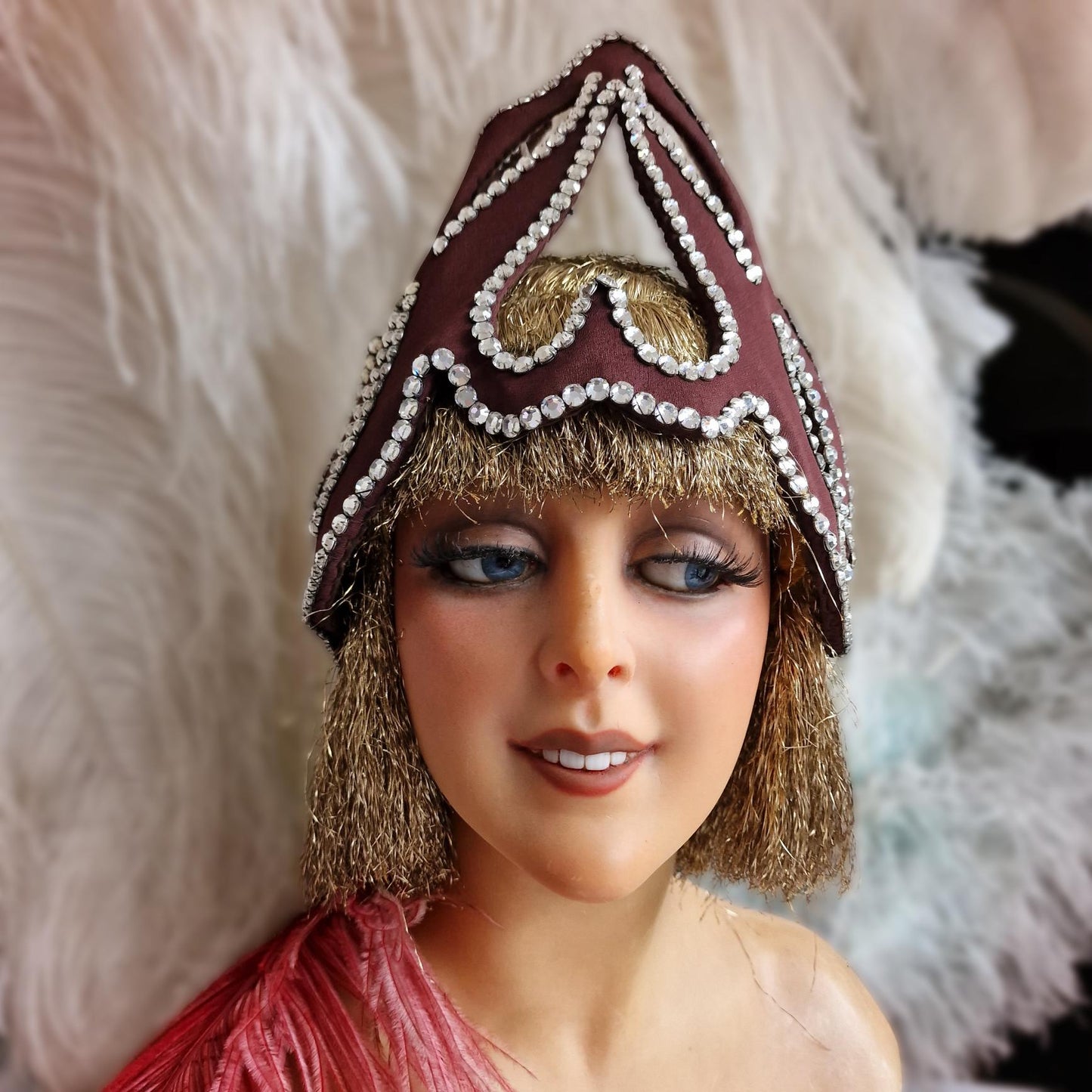 Rare Vintage French Theater Headdress – Rhinestone-Embellished
