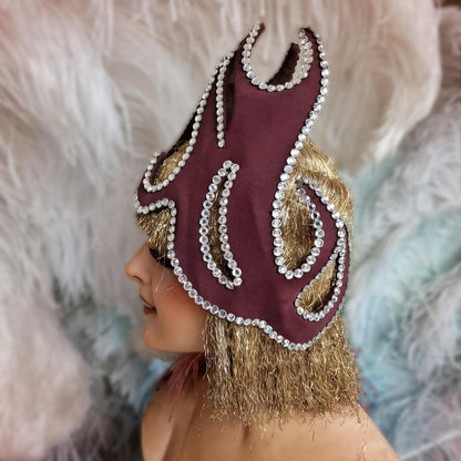 Rare Vintage French Theater Headdress – Rhinestone-Embellished