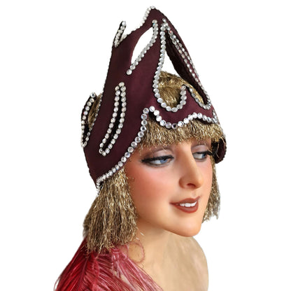 Rare Vintage French Theater Headdress – Rhinestone-Embellished