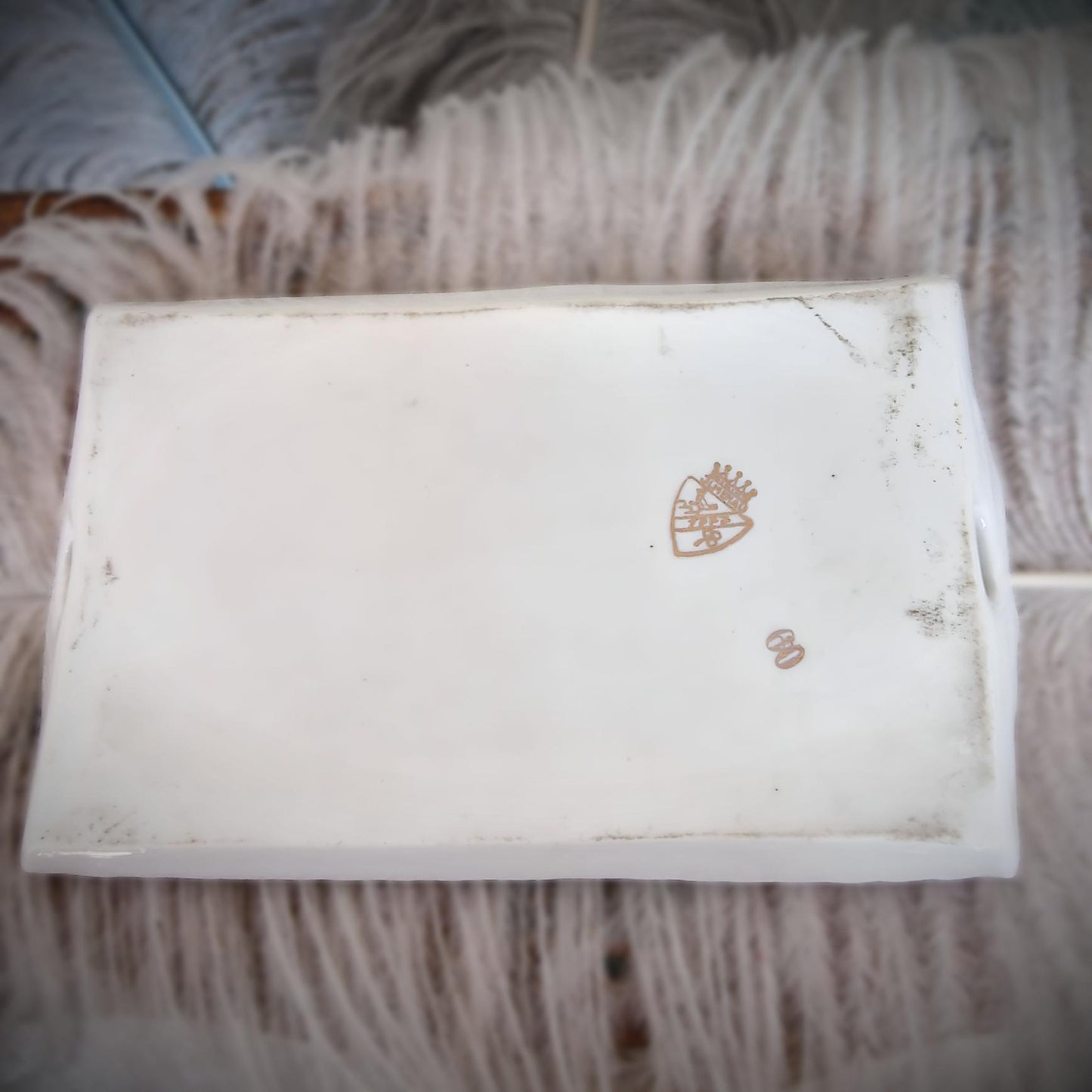Antique Miniature Doll Tray – Likely German, with Ornate Gold Detailing