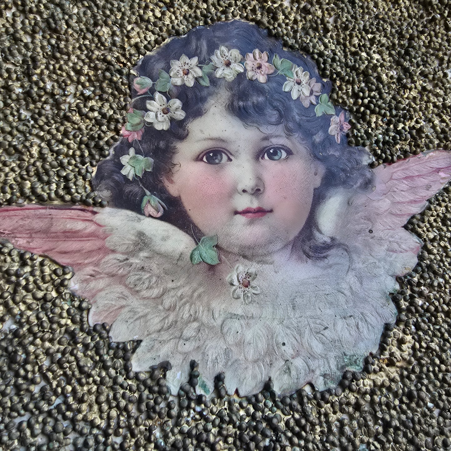 Pair of Unique French Folk Art Angel Plaques – Circa 1890