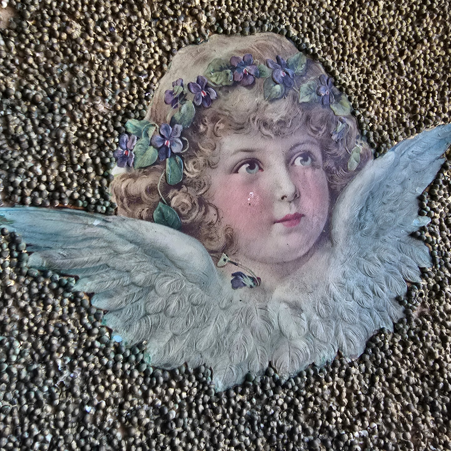 Pair of Unique French Folk Art Angel Plaques – Circa 1890