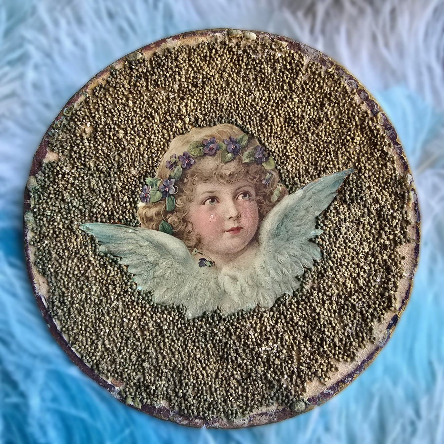 Pair of Unique French Folk Art Angel Plaques – Circa 1890