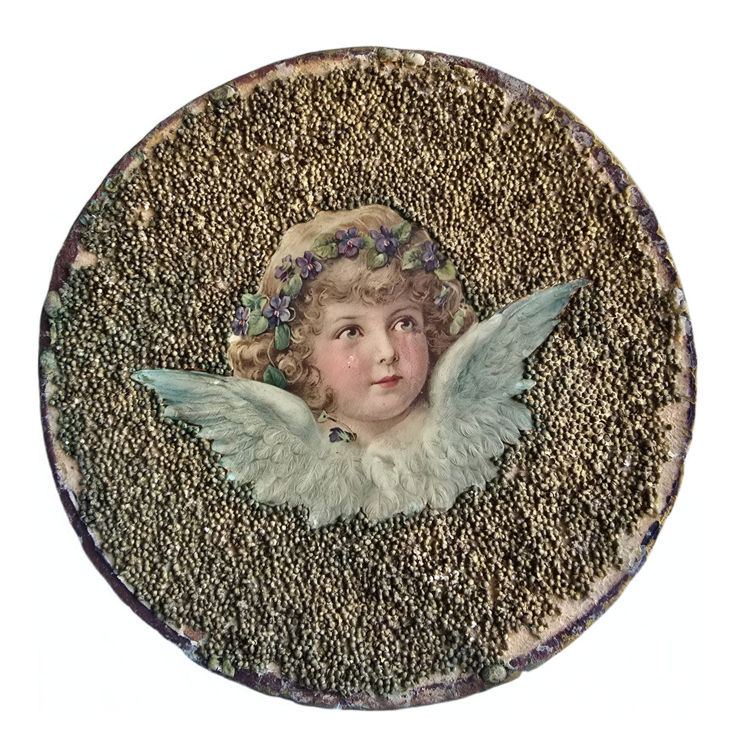 Pair of Unique French Folk Art Angel Plaques – Circa 1890