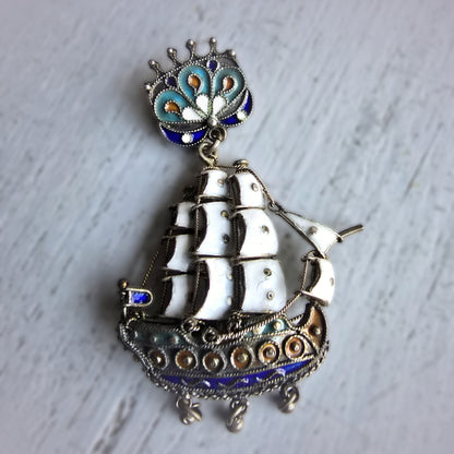 Exquisite Antique Silver Galleon Pendant – Renaissance Revival