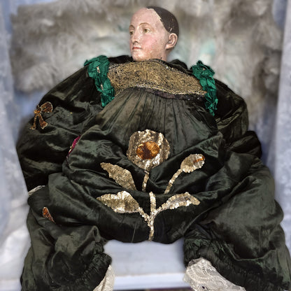 Antique French Clown/Pierrot Costume, c. 1900 • Velvet, Sequins, Florals & Lace