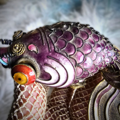 Antique Chinese Enamel and Silver Koi Fish Brooch