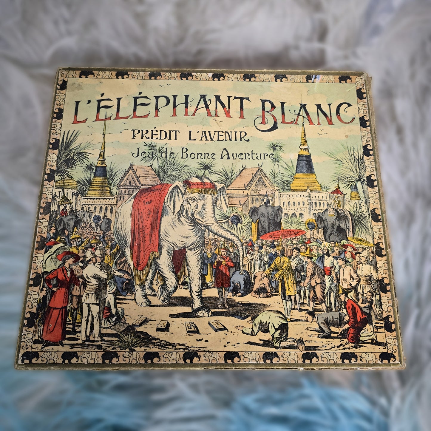 1913 Rare fortune-telling Game Board "The White Elephant"