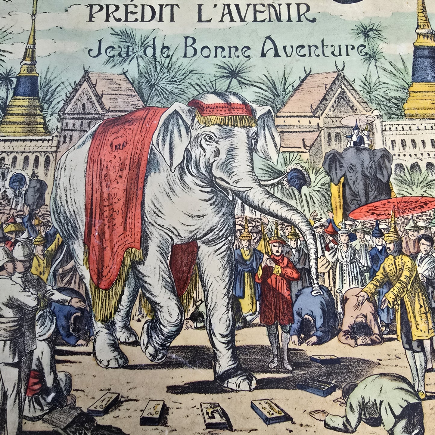1913 Rare fortune-telling Game Board "The White Elephant"