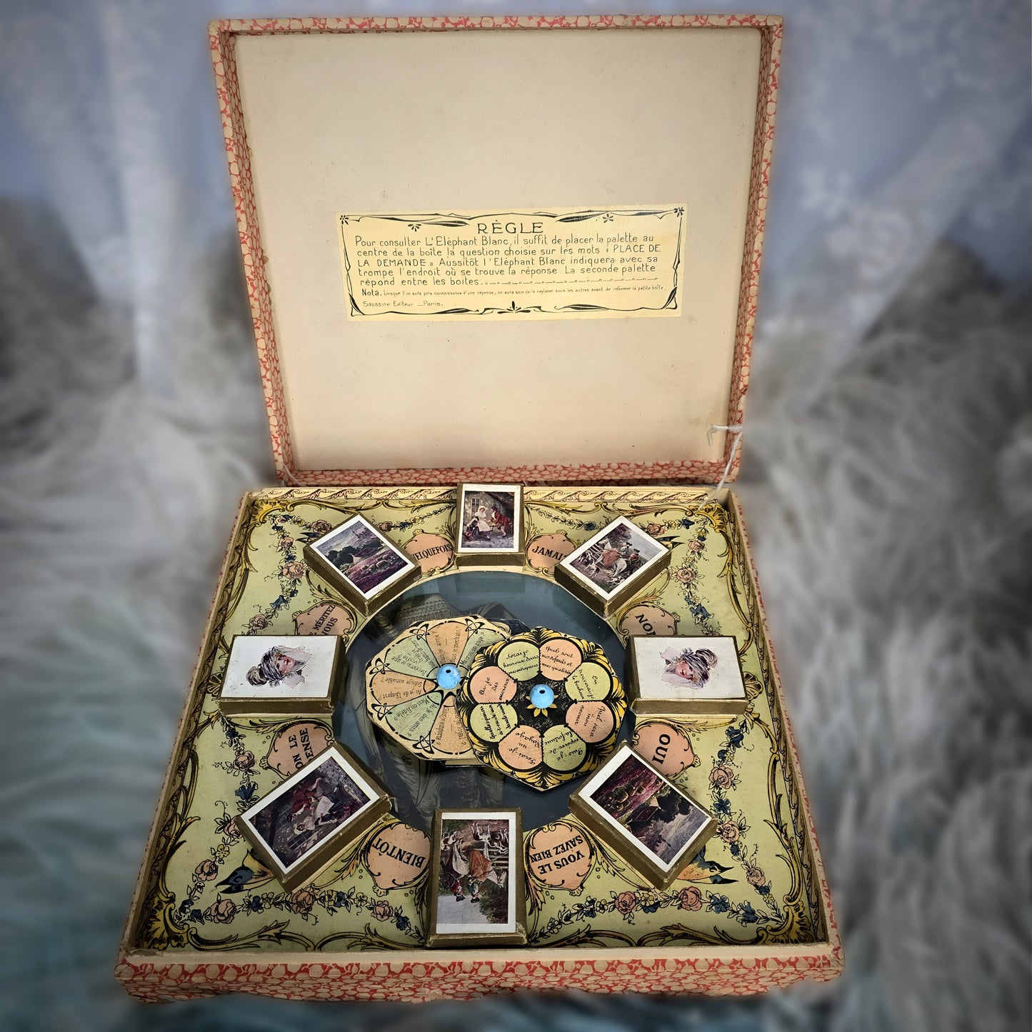 1913 Rare fortune-telling Game Board "The White Elephant"