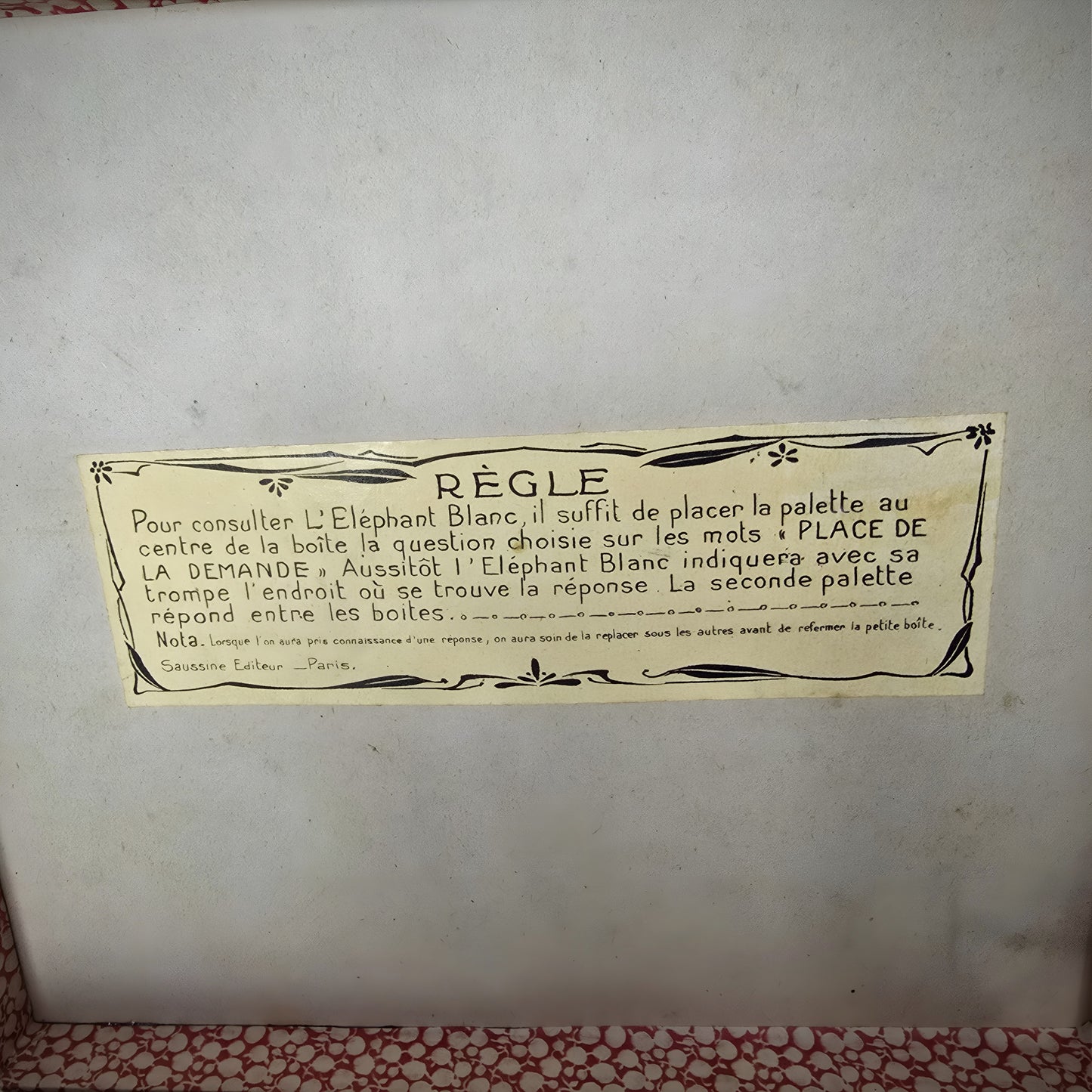 1913 Rare fortune-telling Game Board "The White Elephant"