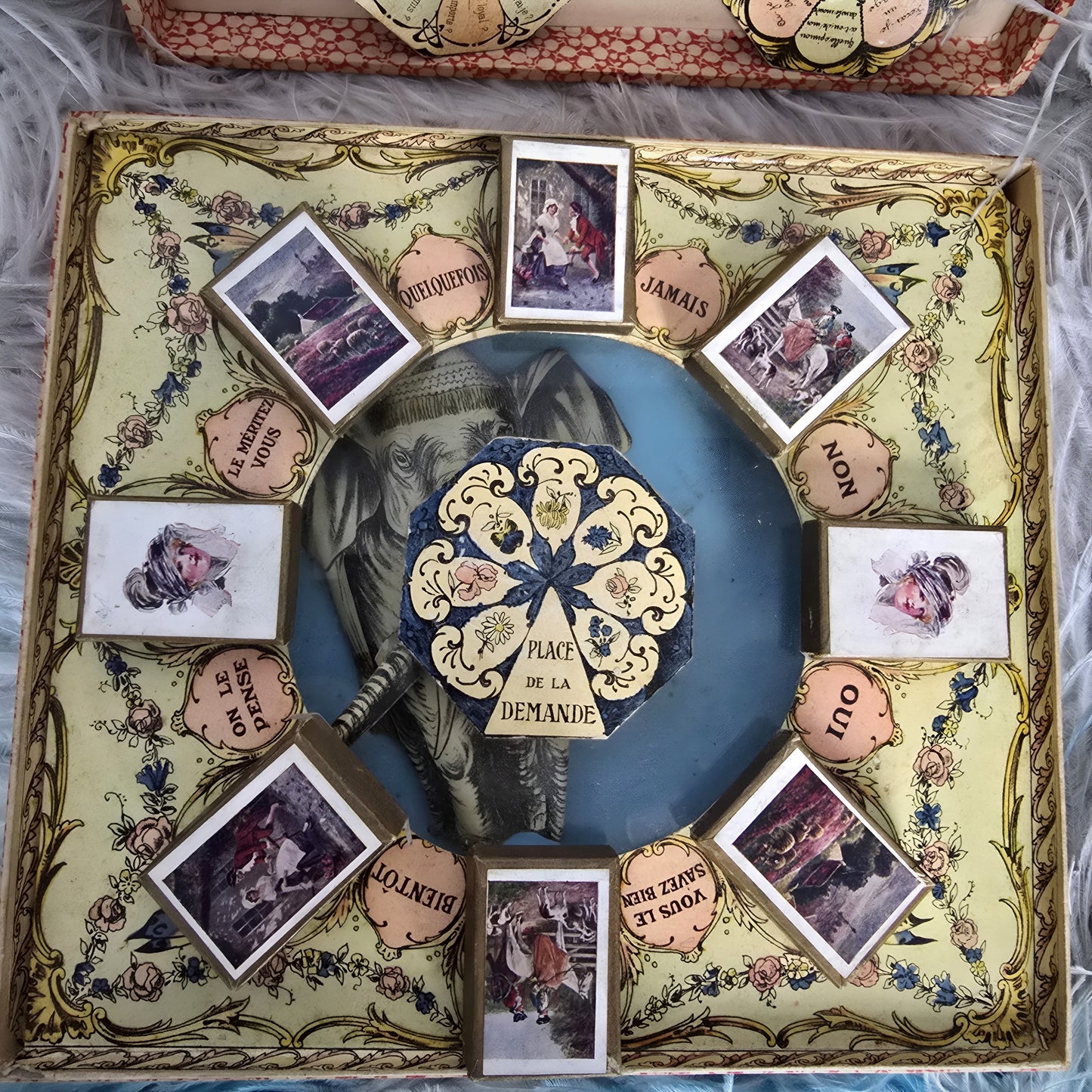 1913 Rare fortune-telling Game Board "The White Elephant"