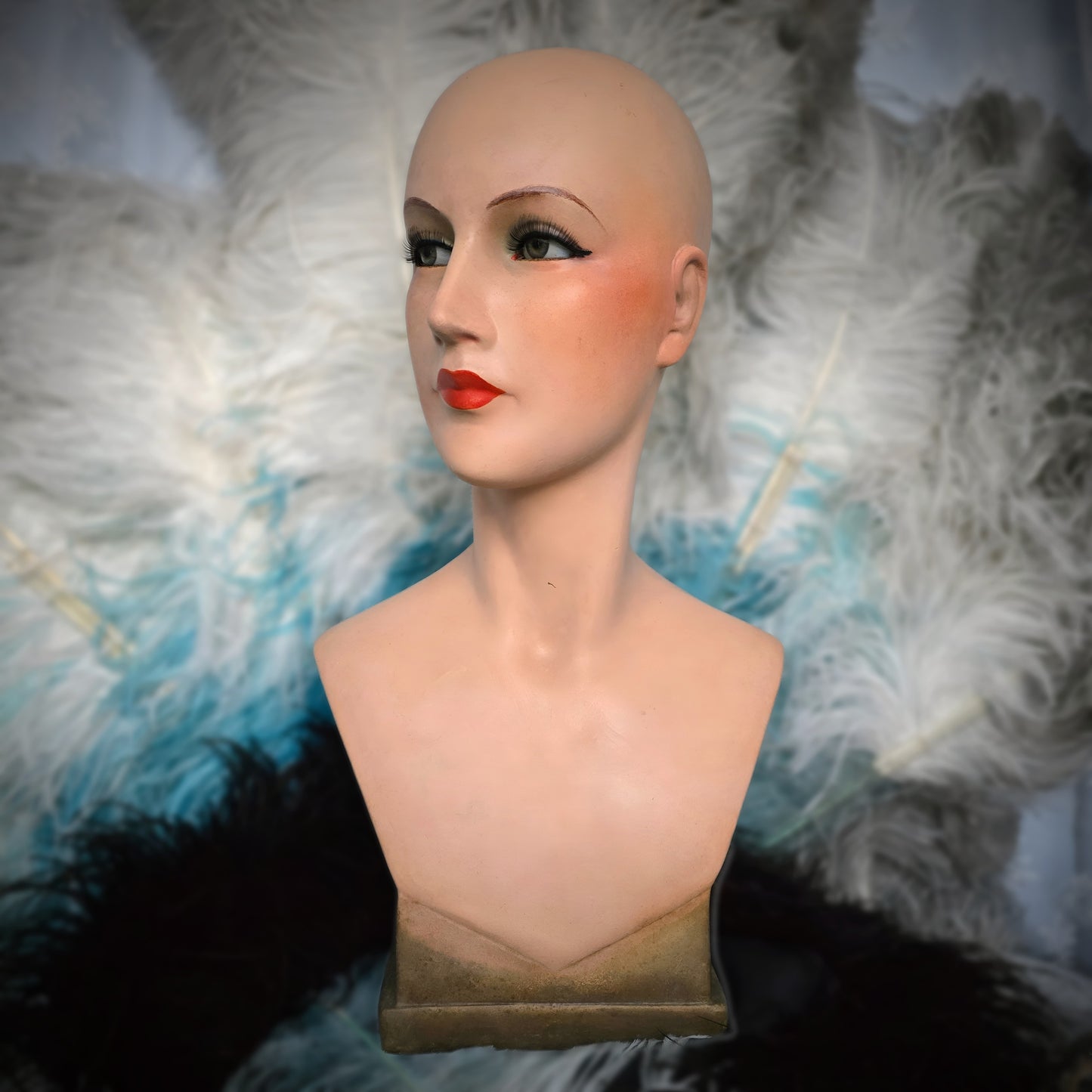 Exquisite 1930s Art Deco Chalkware Bust
