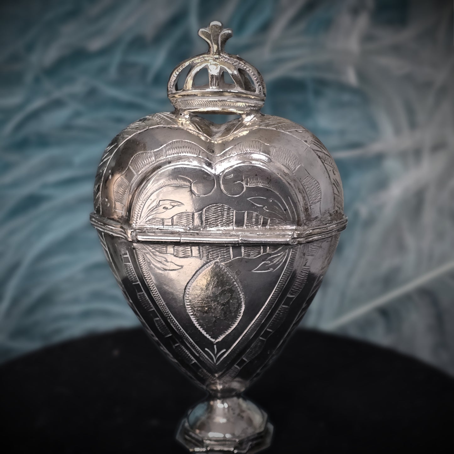 Rare Scandinavian Silver Heart Vinaigrette (Hovedvandsæg)
