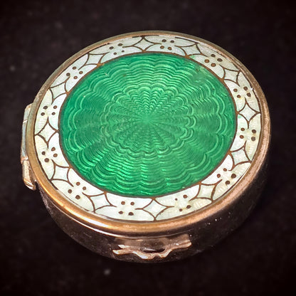 Antique French Guilloché Enamel Powder Compact Art Deco period, circa 1910–1920