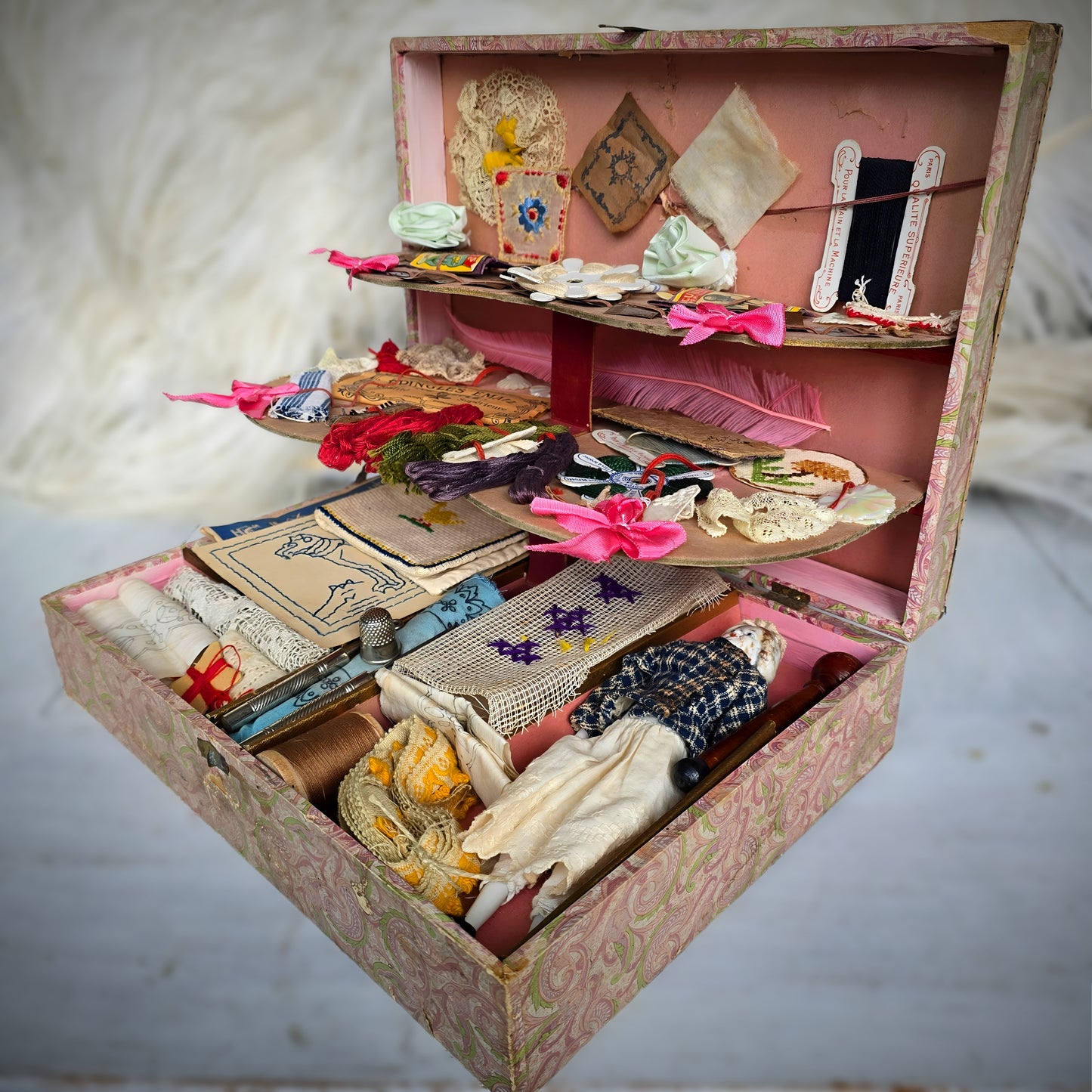 Antique French Child’s Mercerie Sewing Box
