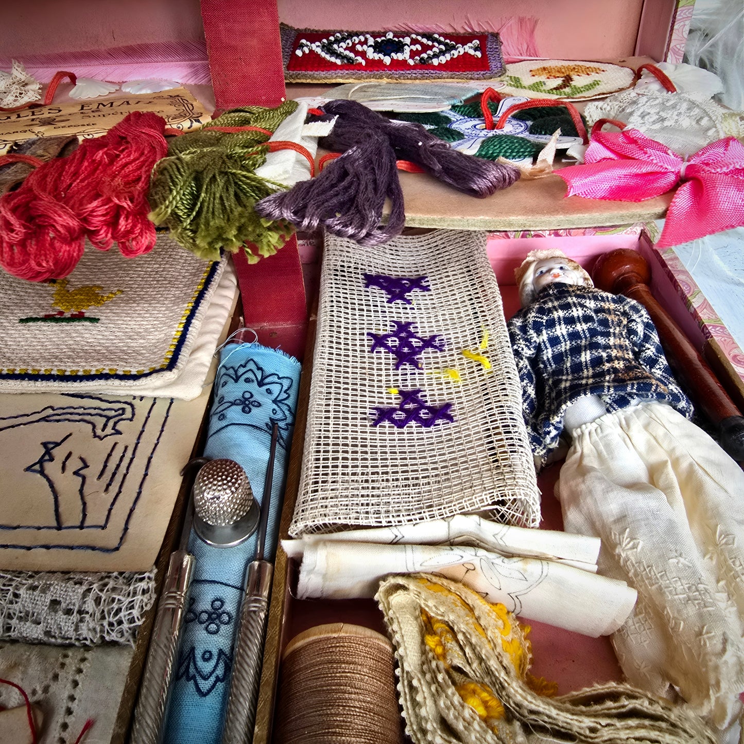 Antique French Child’s Mercerie Sewing Box