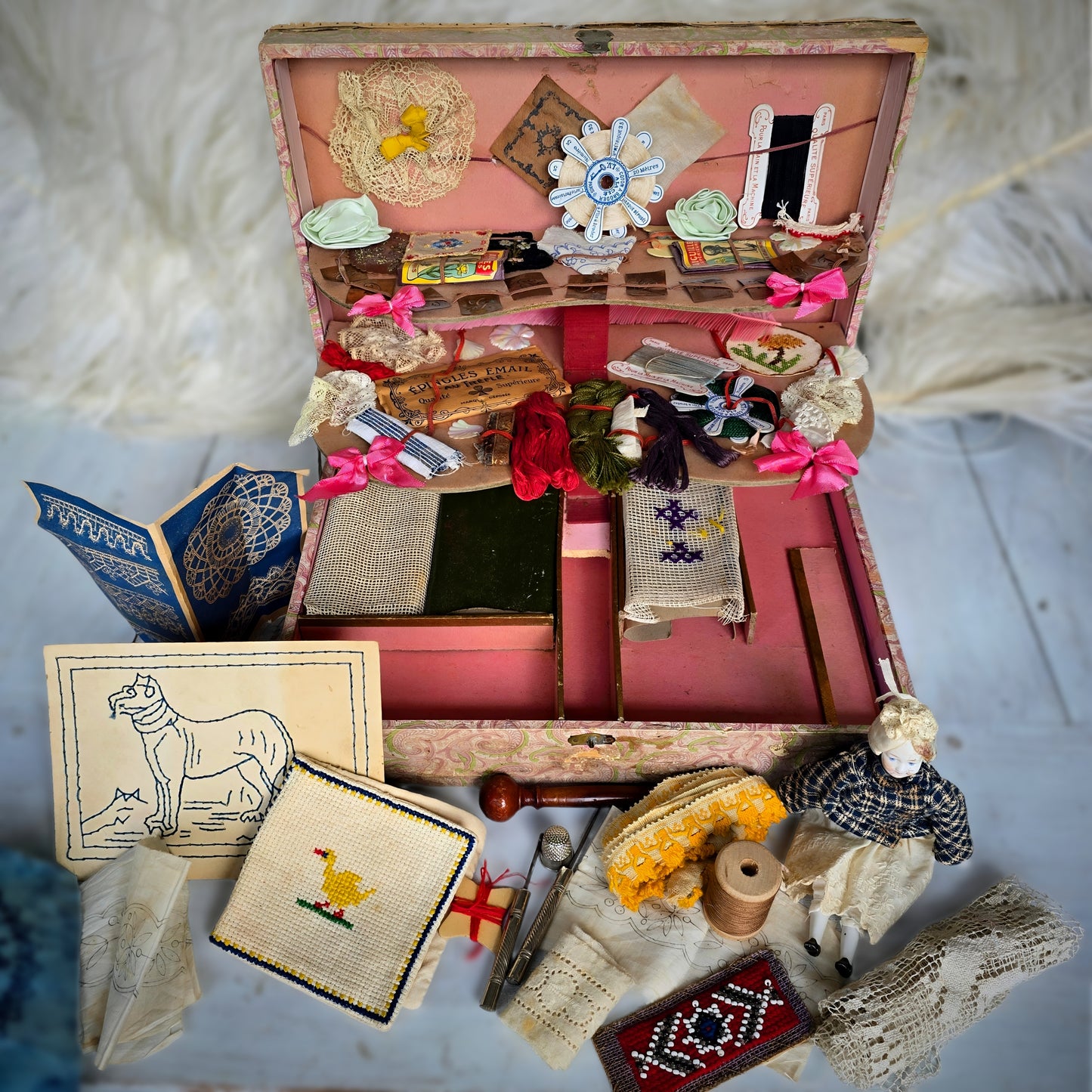 Antique French Child’s Mercerie Sewing Box