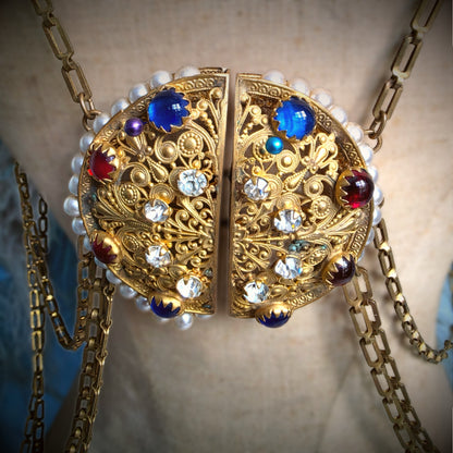 Exceptional 1880s French Theatrical Stage Bra – Complete Belle Époque Jeweled Costume