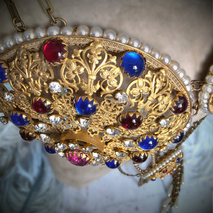 Exceptional 1880s French Theatrical Stage Bra – Complete Belle Époque Jeweled Costume