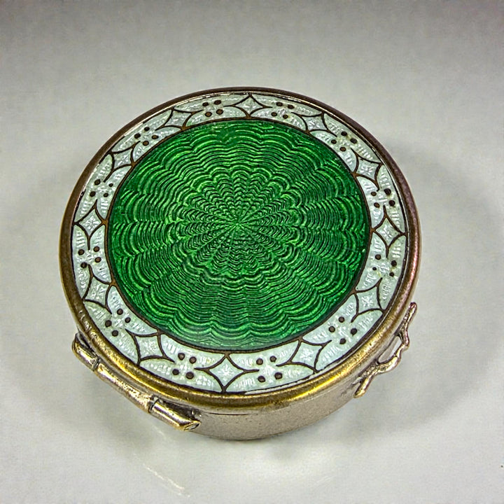 Antique French Guilloché Enamel Powder Compact Art Deco period, circa 1910–1920