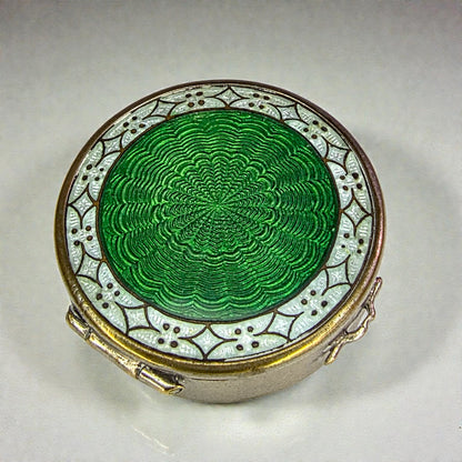 Antique French Guilloché Enamel Powder Compact Art Deco period, circa 1910–1920