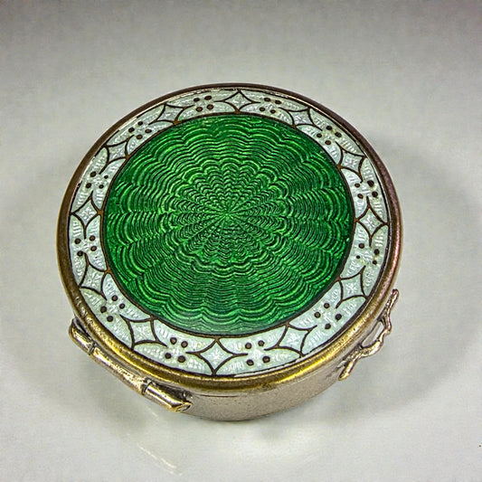 Antique French Guilloché Enamel Powder Compact Art Deco period, circa 1910–1920