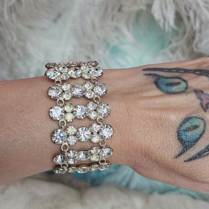 Vintage Rhinestone Bracelet Crystal Flapper