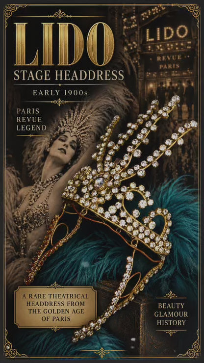 Rare Early 1900s Lido Paris Rhinestone Stage Headdress