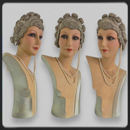 1930s French Wig Bust with Glass Eyes