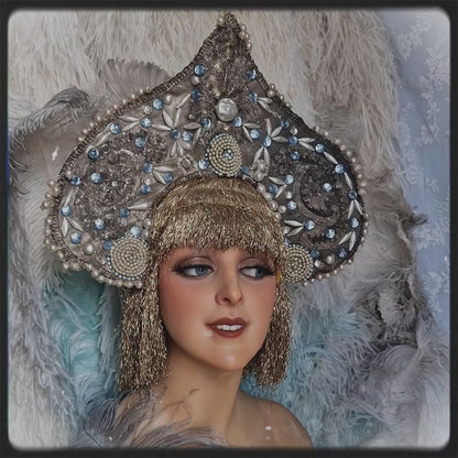 Antique Headdress Kokoshnik Theater Opera Showgirl Burlesque