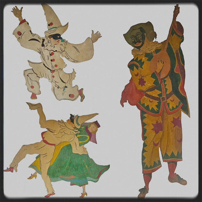 Set of 3 Commedial Del Arte Figures