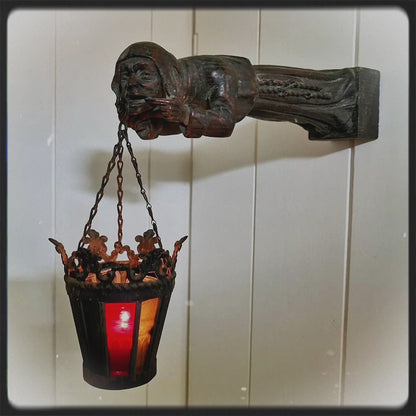 Rare Late 18th Century French Hand-Carved Gargoyle Wall Lamp Sconce