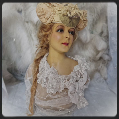 Stunning Antique French Wax Mannequin Bust