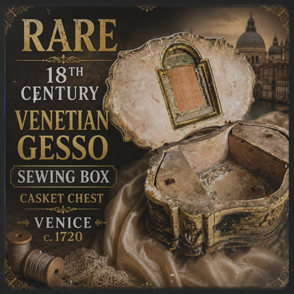 Rare 17th Century Venetian Baroque Casket – Gilt Wood, Silver Brocade & Early Printed Paper, c.1680–1700
