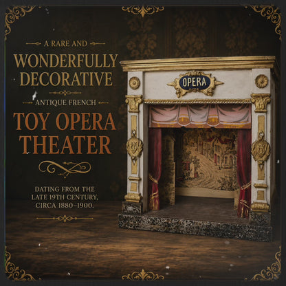 Rare Antique French Toy Opera Theater with Original Scenic Backdrop | Circa 1880–1900