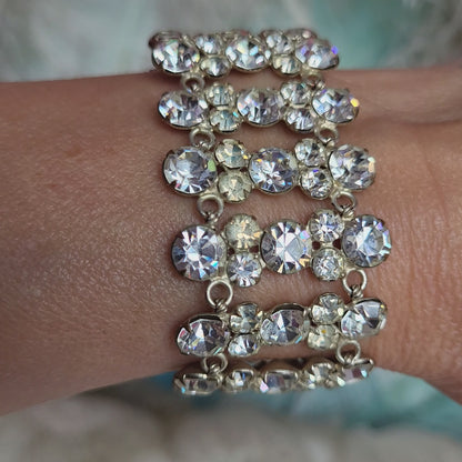 Vintage Rhinestone Bracelet Crystal Flapper